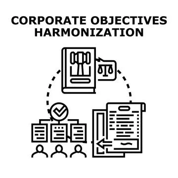 Corporate objectives harmonization establishing business strategy regulation Stock Illustration