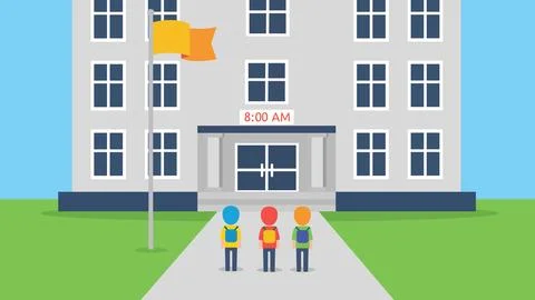 Corporate Office Building Front View Flat Design Business Architecture Illu.. Stock Illustration