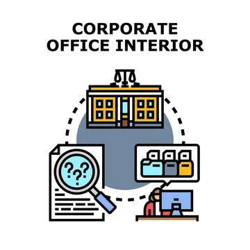 Corporate office interior business process workflow Stock Illustration