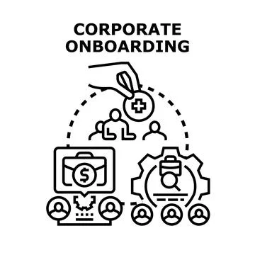 Corporate onboarding process developing new employees Stock Illustration