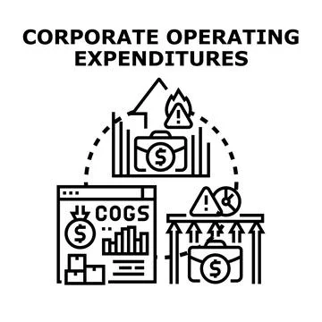 Corporate operating expenditures increasing problem concept Stock Illustration