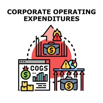 Corporate operating expenditures increasing problem concept Stock Illustration