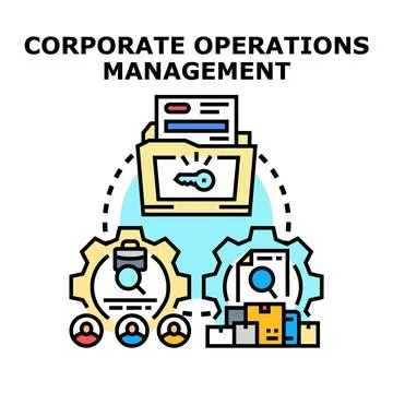 Corporate operations management strategy solving business tasks Stock Illustration
