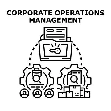 Corporate operations management strategy solving business tasks Stock Illustration