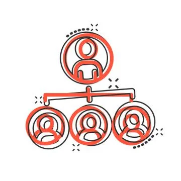 Corporate organization chart people vector icon in comic style. People cooper Stock Illustration