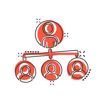Corporate organization chart people vector icon in comic style. People cooper Stock Illustration