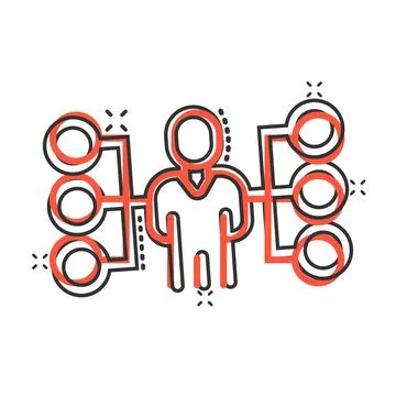 Corporate organization chart people vector icon in comic style. People cooper Stock Illustration
