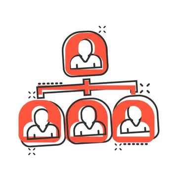 Corporate organization chart people vector icon in comic style. People cooper Stock Illustration