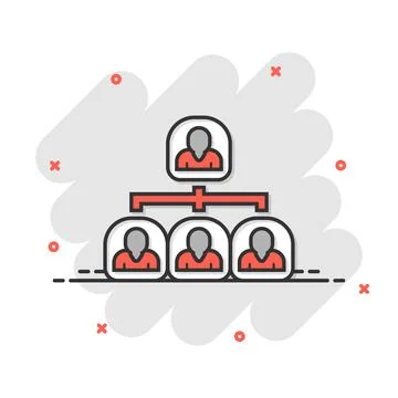 Corporate organization chart people vector icon in comic style. People cooper Stock Illustration