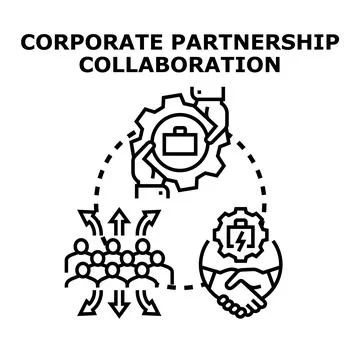 Corporate partnership collaboration working together for business development Illustrazione stock