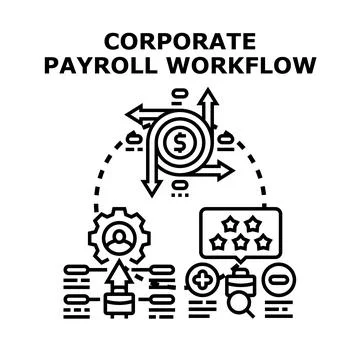 Corporate payroll workflow process managing financial operations 스톡 일러스트