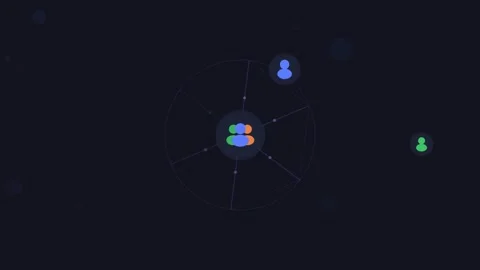 Corporate peer network org chart. Flat design, dark mode Stock Footage 342621838