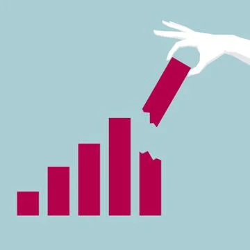 Corporate performance report, one hand pick up bar chart. 스톡 일러스트