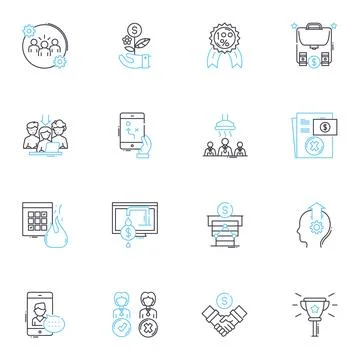 Corporate planning linear icons set. Strategy, Alignment, Forecasting Stock Illustration