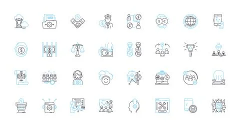 Corporate planning linear icons set. Strategy, Alignment, Forecasting Stock Illustration