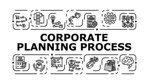 Corporate planning process banner icon vector illustration Stockillustratie