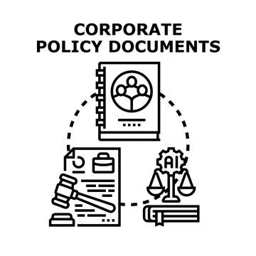 Corporate policy documents and artificial intelligence legal concept Stock Illustration
