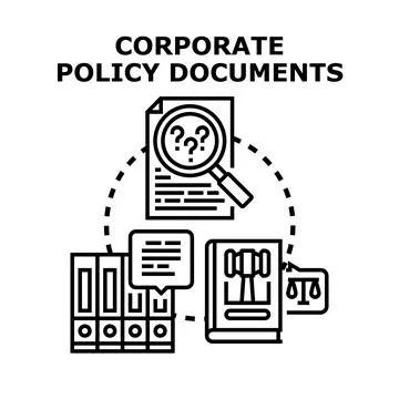 Corporate policy documents research and legal compliance Stock Illustration