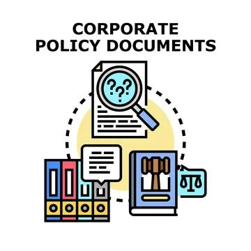 Corporate policy documents research and legal compliance Stock Illustration
