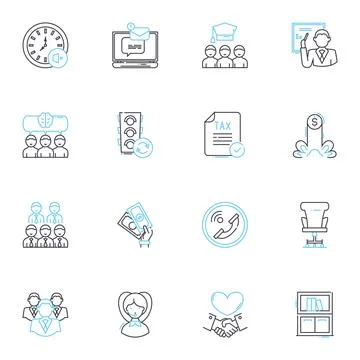 Corporate position linear icons set. Leadership, Management, Strategy Stockillustratie