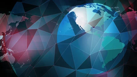 Corporate presentation rotating globe and world map as backdrop for technology Stock Footage 255778353