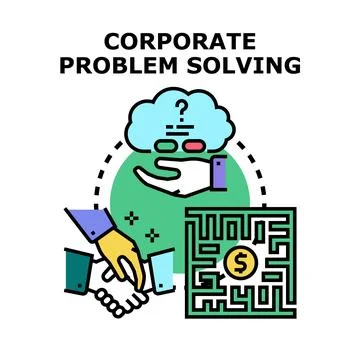 Corporate problem solving finding business solution concept Stock Illustration