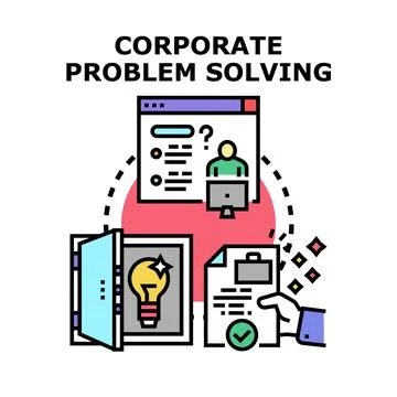 Corporate problem solving process achieving business solutions Stock Illustration