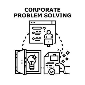 Corporate problem solving process achieving business solutions Stock Illustration