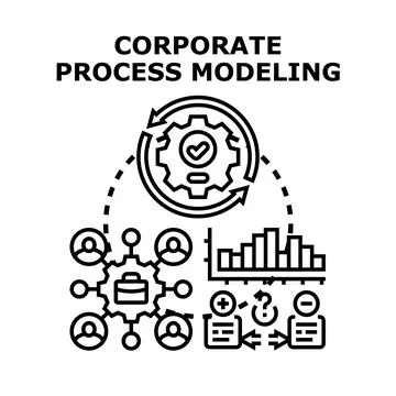 Corporate process modeling business strategy development Stock Illustration