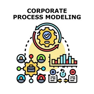 Corporate process modeling business strategy development Stock Illustration