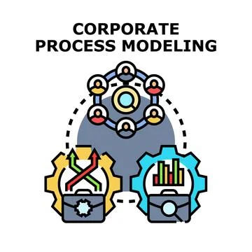 Corporate process modeling developing business strategy performance Stock Illustration