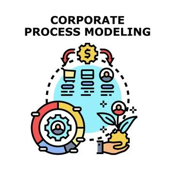 Corporate process modeling developing business growth strategy Stock Illustration
