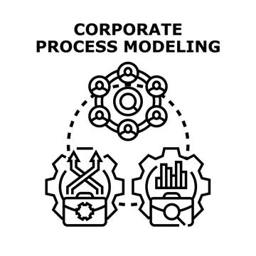 Corporate process modeling developing business strategy performance Stock Illustration