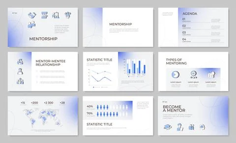 Corporate professional development strategy presentation template set Stock Illustration