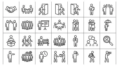 Corporate professional human interaction icon set vector illustration Stock Illustration