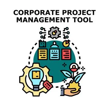 Corporate project management tool optimizing team workflow Ilustração Stock