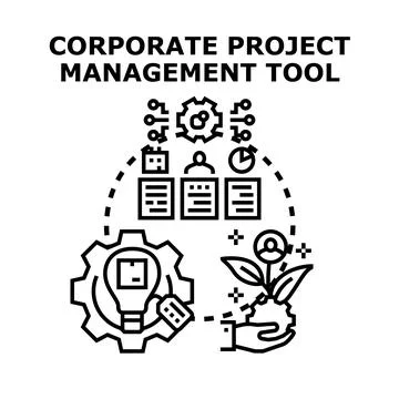 Corporate project management tool optimizing team workflow Ilustração Stock