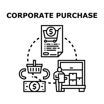 Corporate purchase process outlining supply chain and procurement Stock Illustration