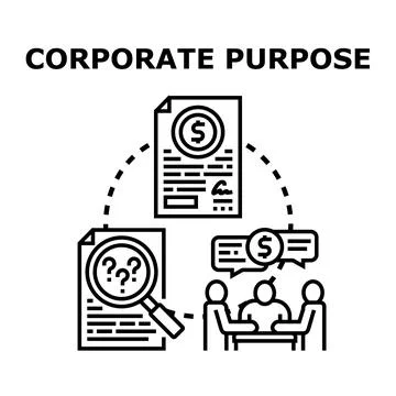 Corporate purpose researching problem solving decision making Stock Illustration