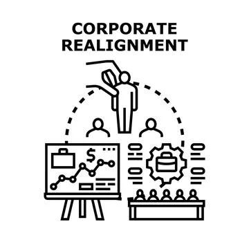 Corporate realignment process managing business structure optimization Stock Illustration
