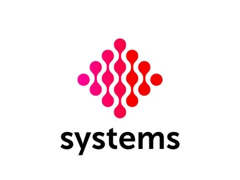Corporate red logo with abstract circle pattern structure. Technology connect イラスト素材