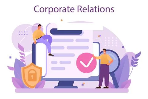 Corporate relations. Business ethics. Corporate organization development Stock Illustration
