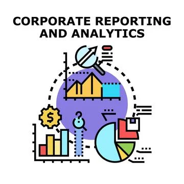 Corporate reporting analytics concept illustration analyzing business data Stock Illustration