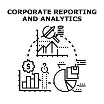 Corporate reporting analytics concept illustration analyzing business data Stock Illustration