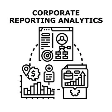 Corporate reporting analytics concept illustration 库存插图