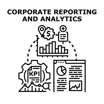 Corporate reporting and analytics concept with business data charts Stock Illustration