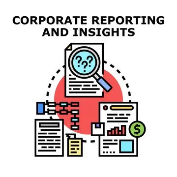 Corporate reporting and insights analysis process Stock Illustration