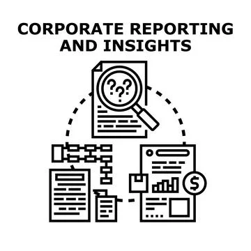 Corporate reporting and insights analysis process Stock Illustration