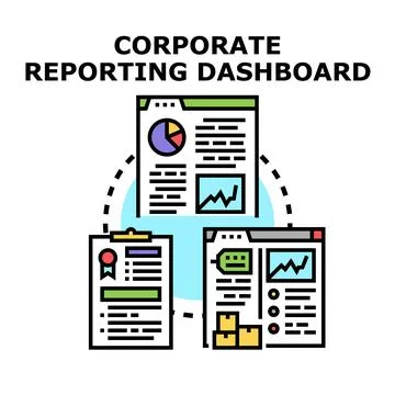Corporate reporting dashboard illustrating data analytics and business mana.. Stock Illustration