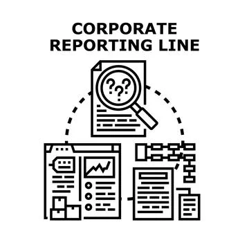 Corporate reporting line process documentation analysis Stock Illustration